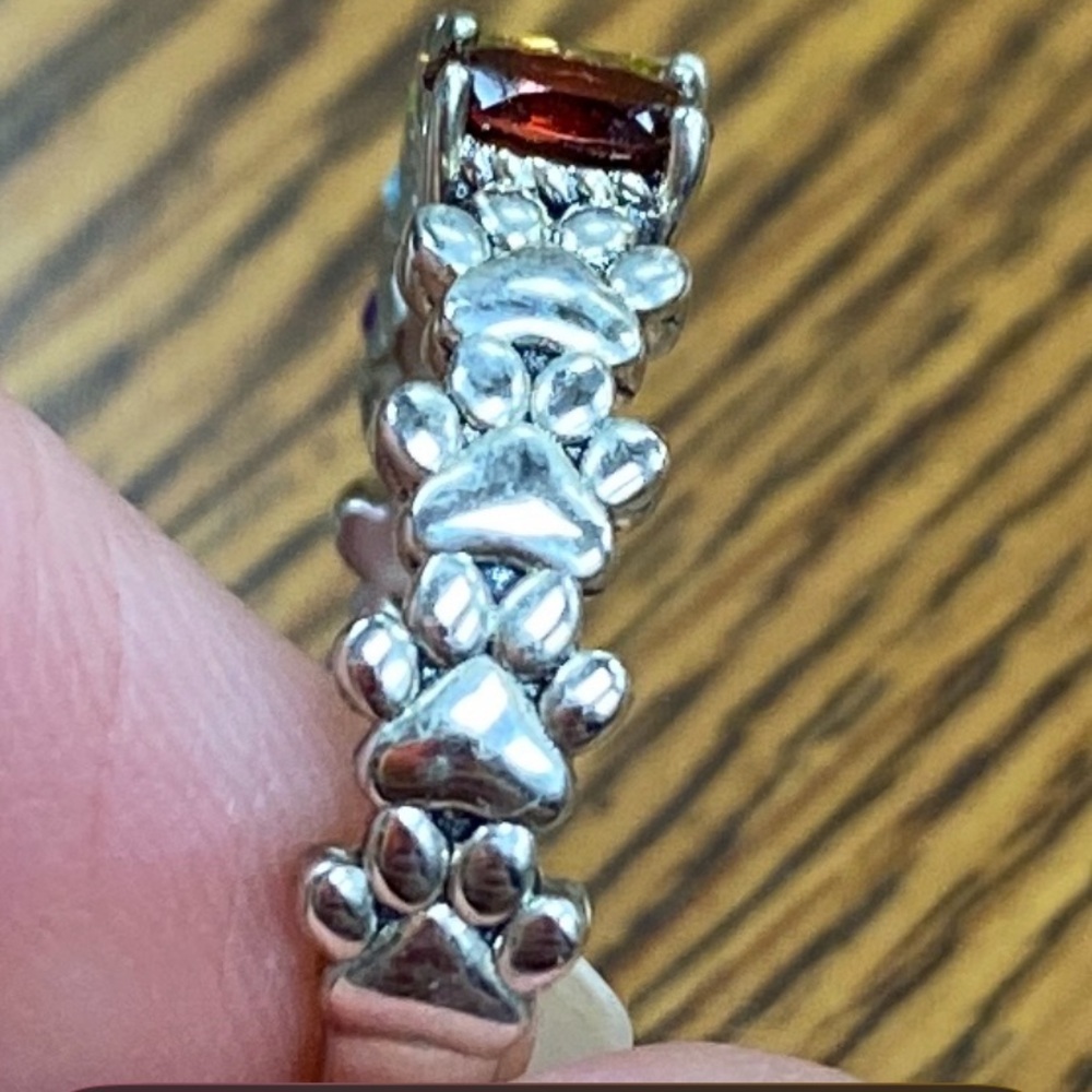 Multicolor Gemstone Silver Paw Ring Set - image 6